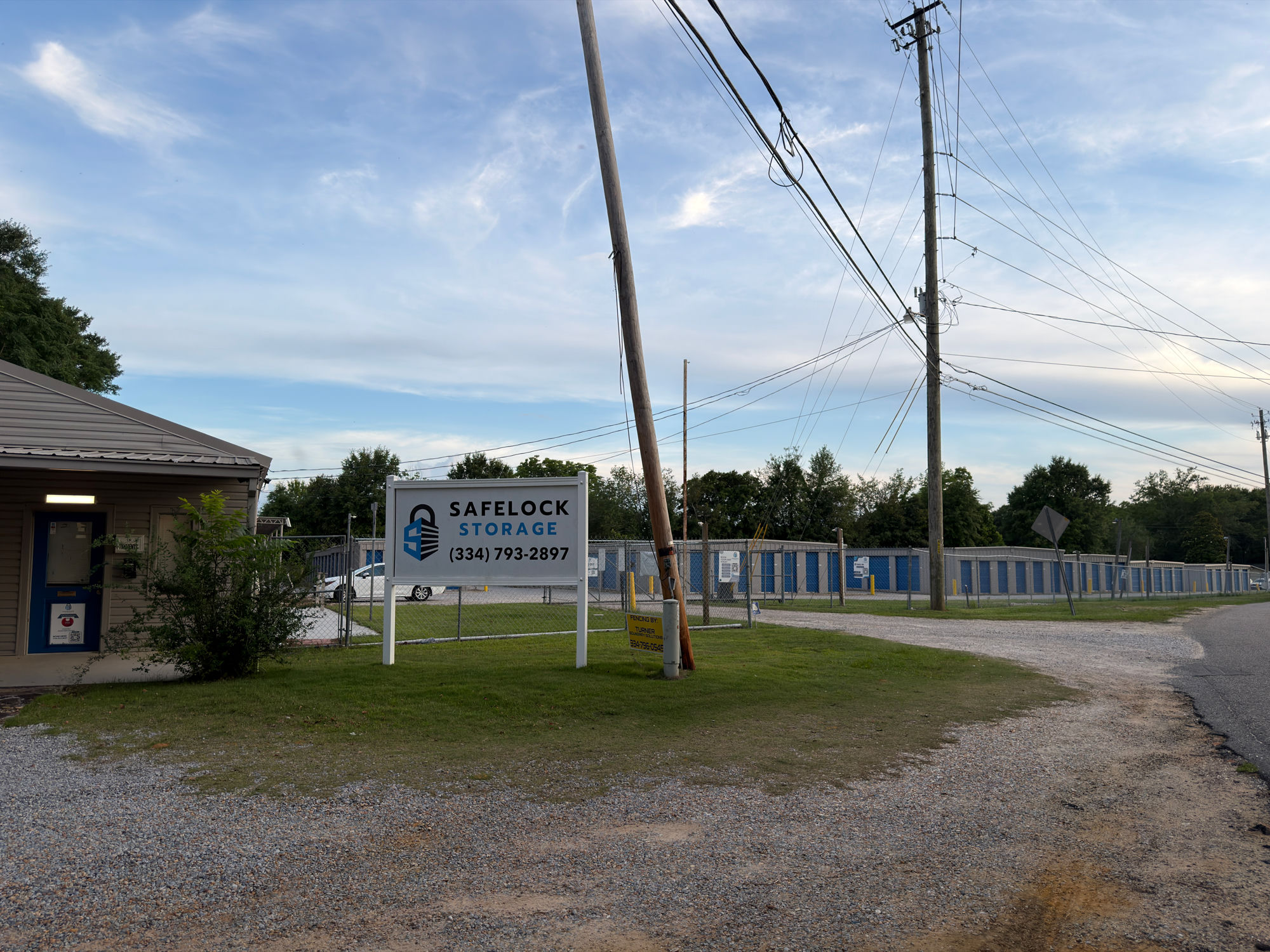 Bob Hall Self Storage entrance sign and facility, Dothan, Alabama
