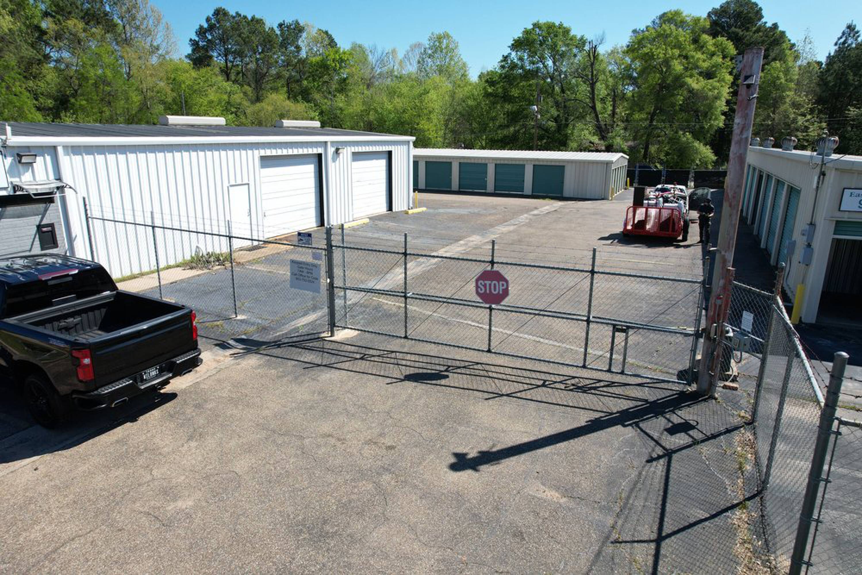 Safelock Storage facility in Longview, Texas — fenced gate, drive-up units
